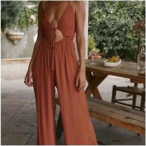 12th Tribe Rust Halter Jumpsuit